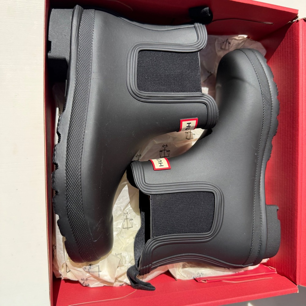 Hunter Rain Boots Chelsea Boot Black Size 10 NEW IN BOX Matte Black Rubber $155 - Picture 3 of 5